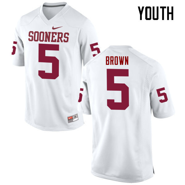 Youth Oklahoma Sooners #5 Marquise Brown College Football Jerseys Game-White - Click Image to Close